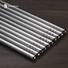 Load image into Gallery viewer, VandHome 5 Pairs/Set Chinese Metal Chopsticks Non-slip Stainless Steel Chop Sticks Set Reusable Food Sticks Sushi Hashi Baguette